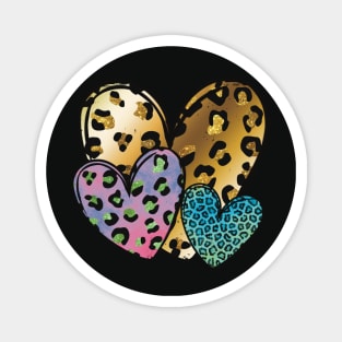 Three hearts animal Patterns Cheetah pattern valentines Magnet